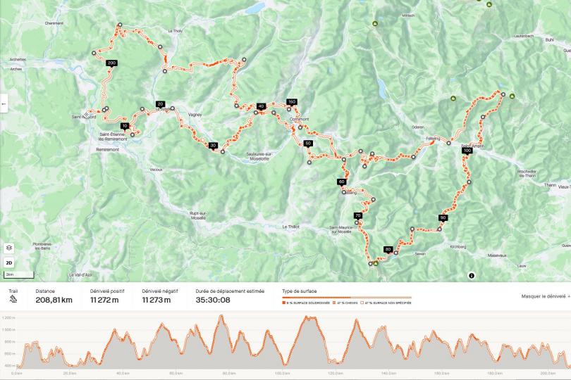 Le parcours et le profil de l'Infernal Trail 200 2023