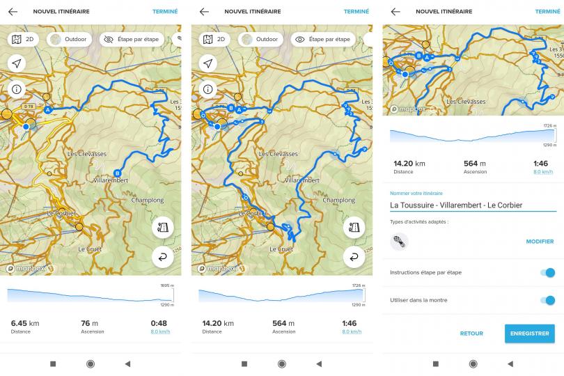Création d'itinéraire pour la Suunto 5 Peak