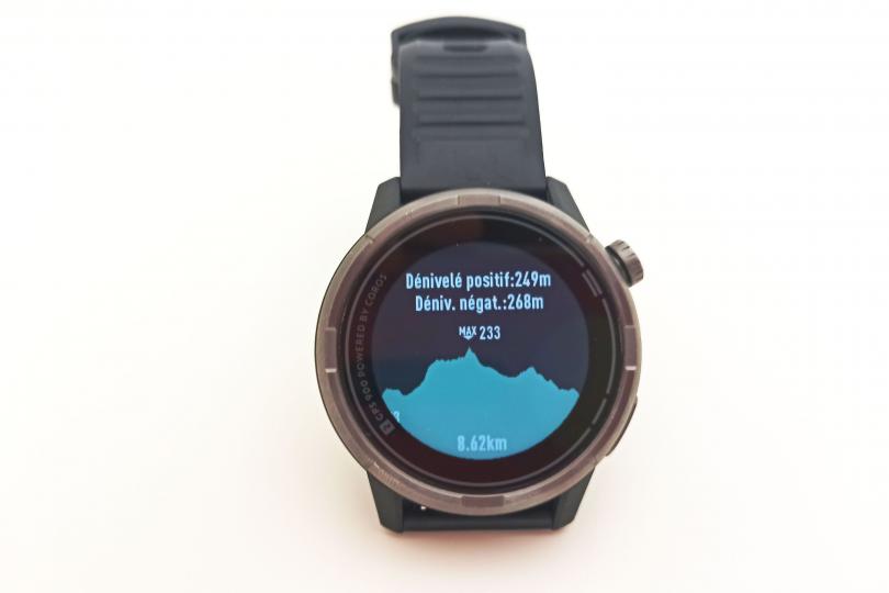 Decathlon GPS 900 by Coros, profil en dénivelé d'une sortie